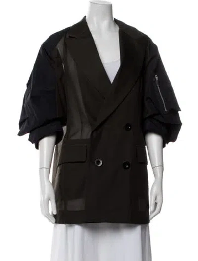 Pre-owned Sacai Linen Blazer In Green