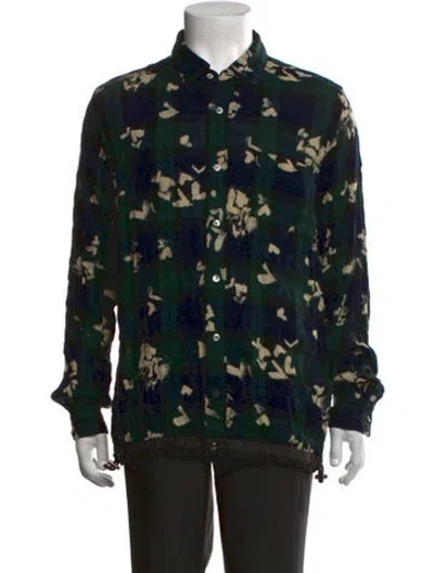 Pre-owned Sacai Linen Plaid Print Shirt In Black