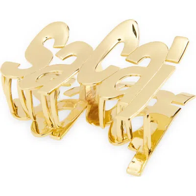 Sacai Logo Claw Clip In Gold 951