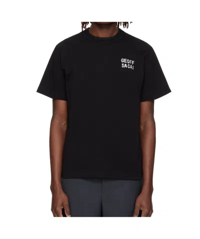 Sacai Logo Detailed Crewneck T-shirt In Black