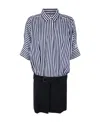 Sacai Cotton Poplin Dress Striped Pattern In Blue