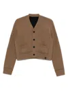 Sacai Logo-embroidered Cardigan In Brown