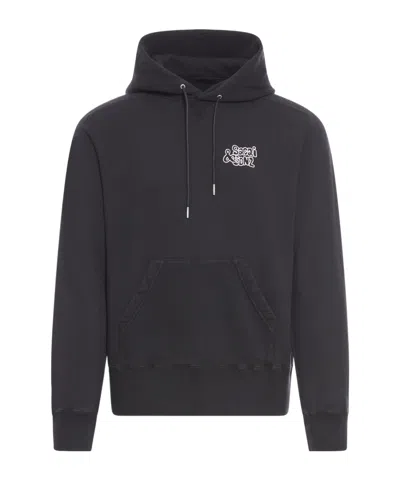 Sacai Logo Embroidered Drawstring Hoodie In Black