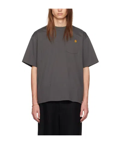 SACAI SACAI LOGO EMBROIDERED CREWNECK T-SHIRT