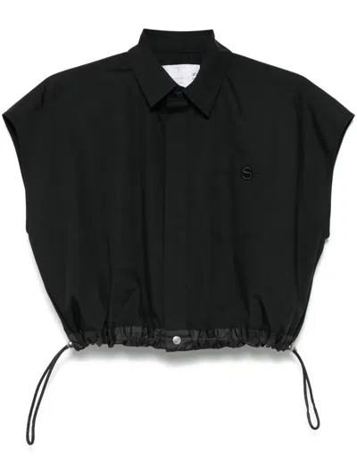 Sacai Logo-embroidered Shirt In Black