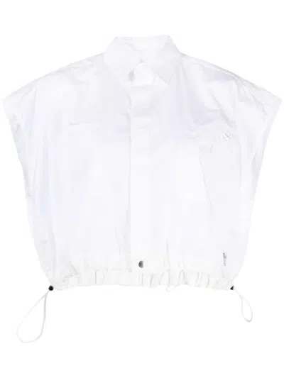 Sacai Logo-embroidered Short-sleeve Shirt In Off White 151