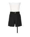Sacai Logo-engraved Belted Bermuda Shorts In Black