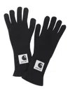Sacai Logo-patch Knit Gloves In Black
