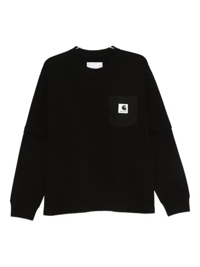 Sacai Logo-patch Sweatshirt In Black