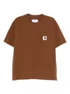Sacai Logo-patch T-shirt In Brown