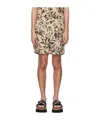 Sacai Beige & Brown Printed Shorts In Multicolor