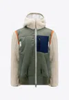 Sacai Nylon Jacket With Eco Shearling Inserts In Green