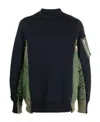 Sacai Bomber Jacket Hybrid Panelled Sweatshirt In Black