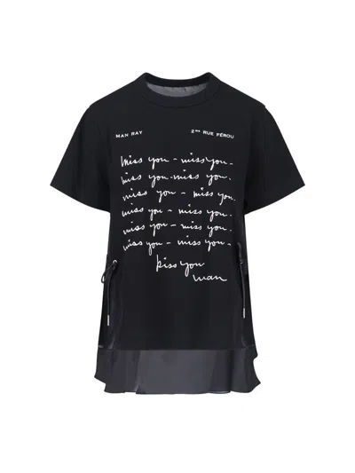 Sacai Logo T-shirt In Black