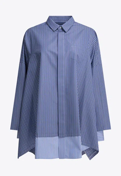 Sacai Logo-embroidered Buttoned Shirt In Blue