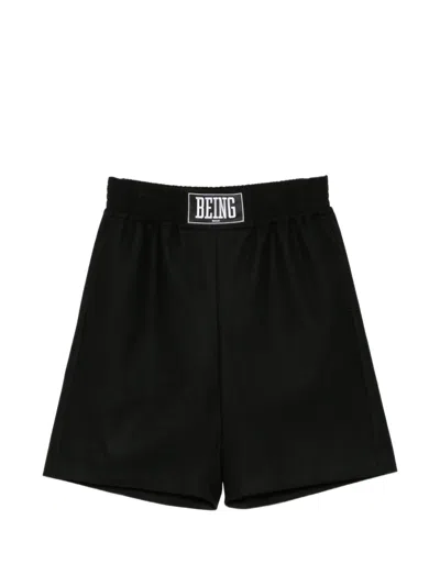 Sacai Logo-patch Shorts In Black