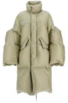 Sacai Long Down Jacket With Sculpted Sleeves In Brown