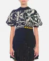 Sacai Patchwork Short-sleeve Sweater In Black