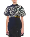 Sacai Patchwork Short-sleeve Sweater In Black