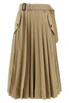 Sacai Long Pleated Skirt Skirts Beige In Green