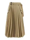 Sacai Beige Cotton Gabardine Midi Skirt In Beige