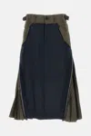 Sacai Wool And Nylon Midi Skirt In Multi