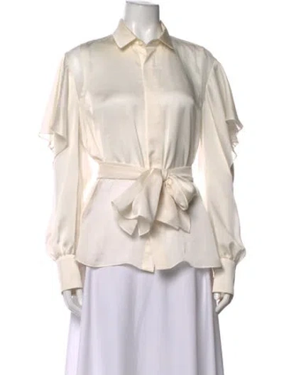 Pre-owned Sacai Long Sleeve Blouse In Neutrals/white