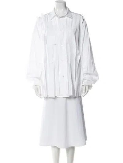 Pre-owned Sacai Long Sleeve Blouse In White