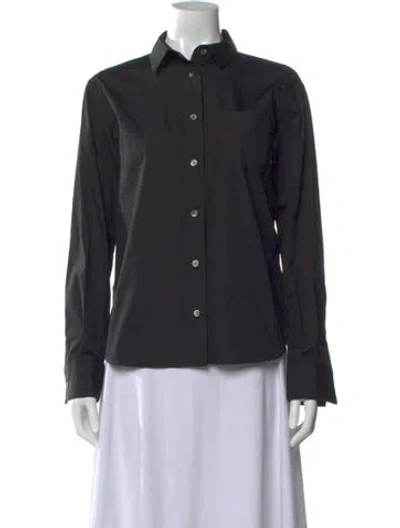 Pre-owned Sacai Long Sleeve Button-up Top In Black