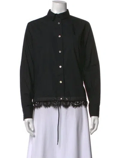 Pre-owned Sacai Long Sleeve Button-up Top In Black