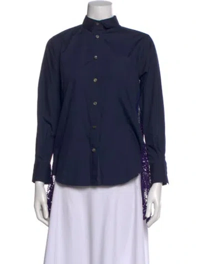 Pre-owned Sacai Long Sleeve Button-up Top In Blue