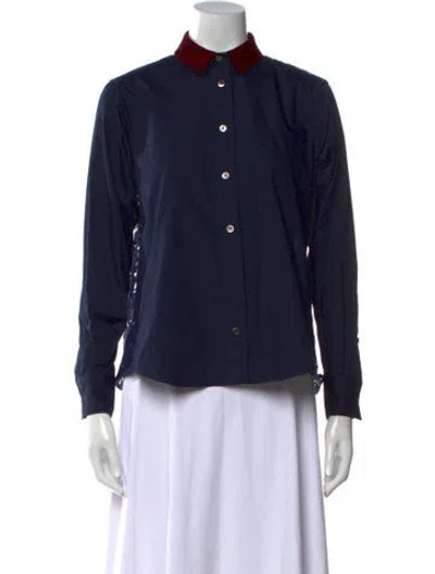 Pre-owned Sacai Long Sleeve Button-up Top In Blue