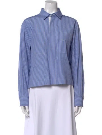 Pre-owned Sacai Long Sleeve Button-up Top In Blue