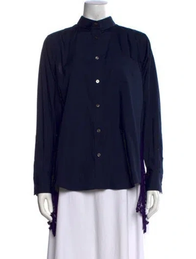 Pre-owned Sacai Long Sleeve Button-up Top In Blue