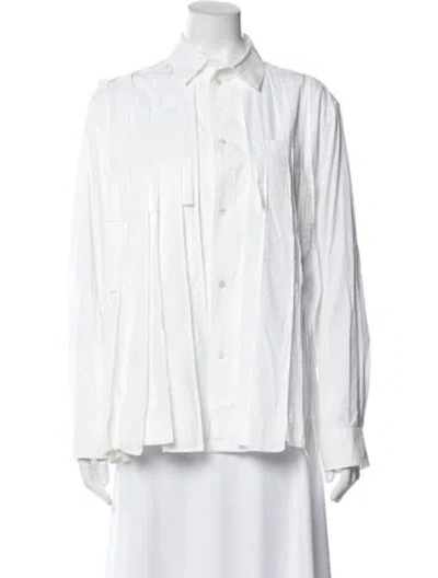 Pre-owned Sacai Long Sleeve Button-up Top In White