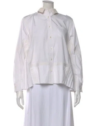 Pre-owned Sacai Long Sleeve Button-up Top In White