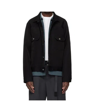 Sacai Long Sleeve Casual Jacket In Black