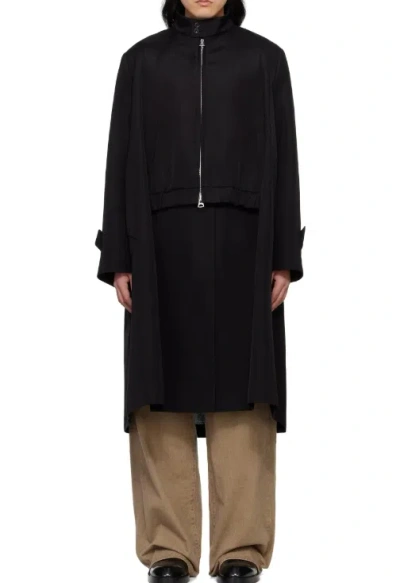 Sacai Long Sleeve Coat In Black