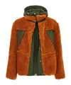 Sacai Faux Shearling Parka In Multi