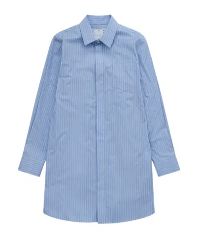 Sacai Long Sleeve Dress In Blue