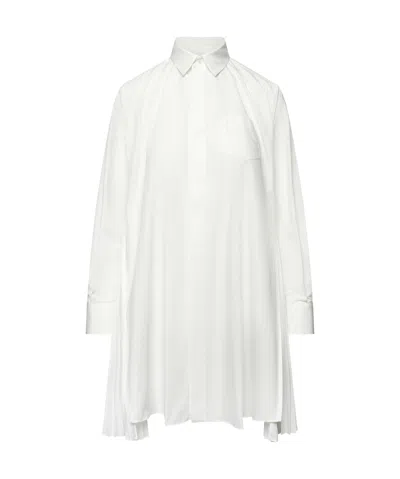 Sacai Long Sleeve Dress In White
