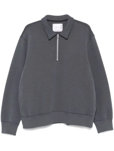 Sacai Long-sleeve Polo Shirt In Gray