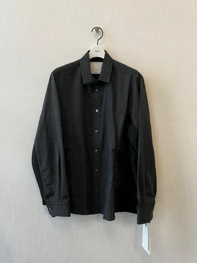 Sacai Gray Plaid Wool Shirt Jacket In Blue