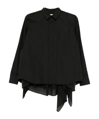 Sacai Long Sleeve Shirt In Black