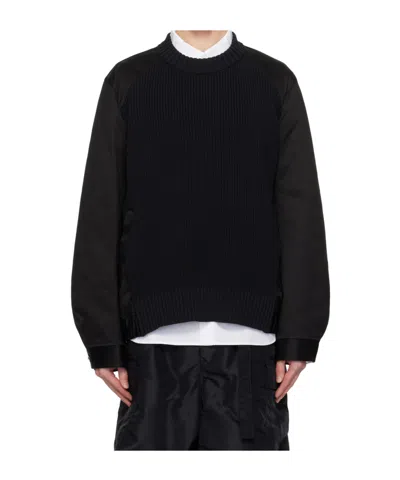 Sacai Long Sleeve Sweater In Black