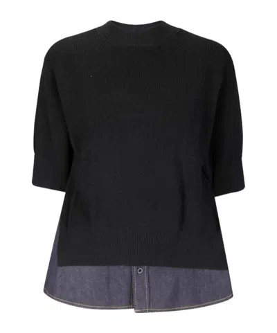 Sacai Long Sleeve Sweater In Black
