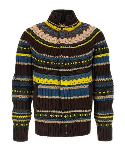 Sacai Long-sleeved Cardigan In Multi