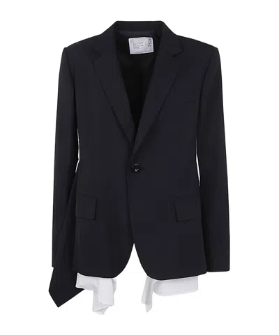 SACAI SACAI SINGLE BREASTED PANEL-DETAILED BLAZER