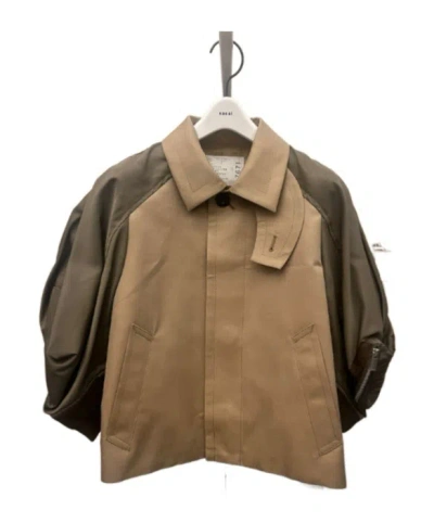 Sacai Long-sleeved Casual Jacket In Green