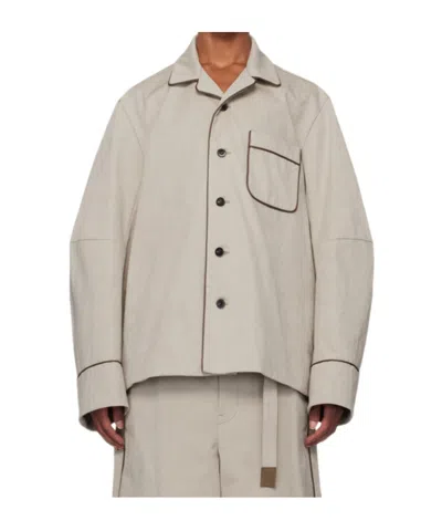 Sacai Long-sleeved Casual Jacket In Nude